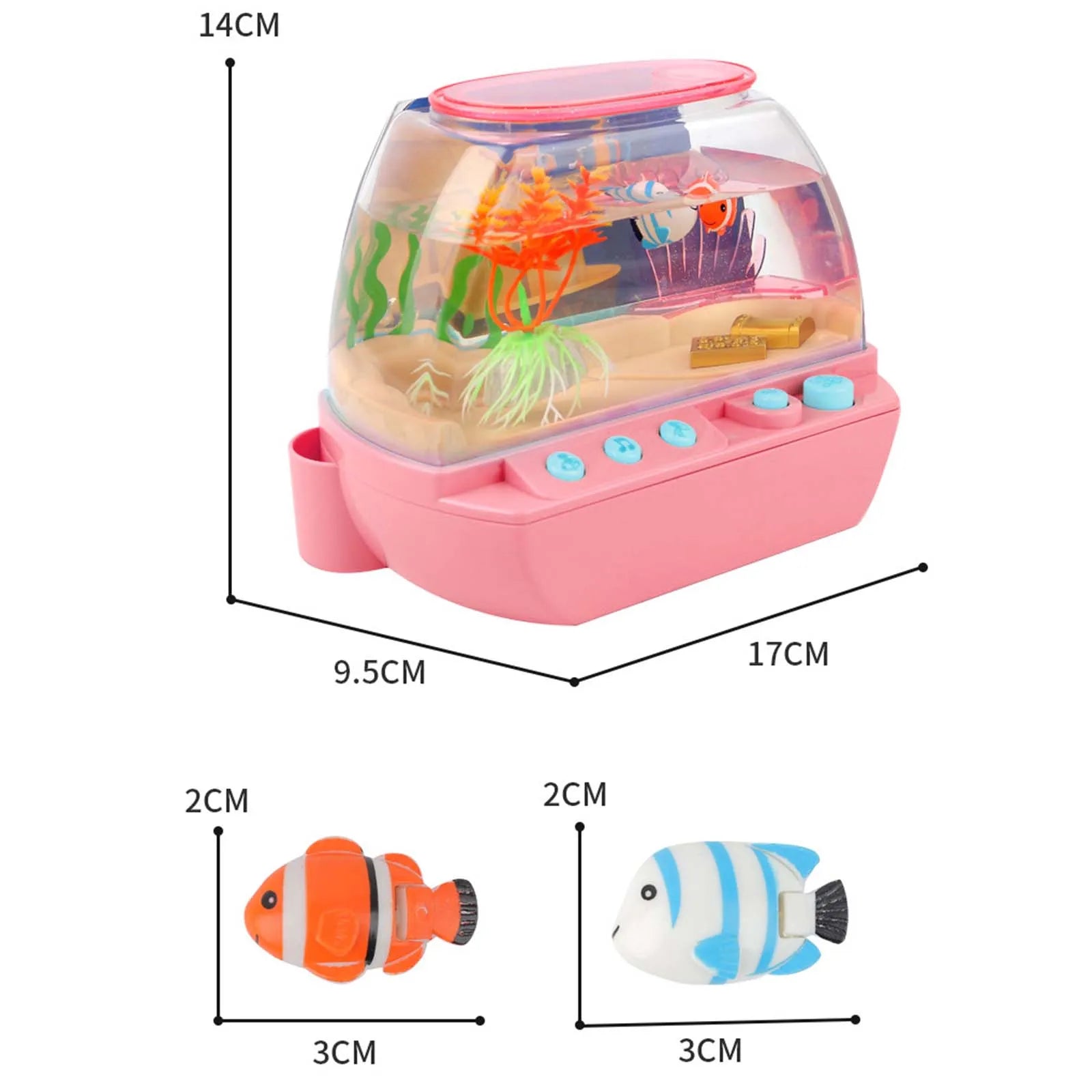 Toy Aquarium Electrified with Light with Music Mini with Moving Fish