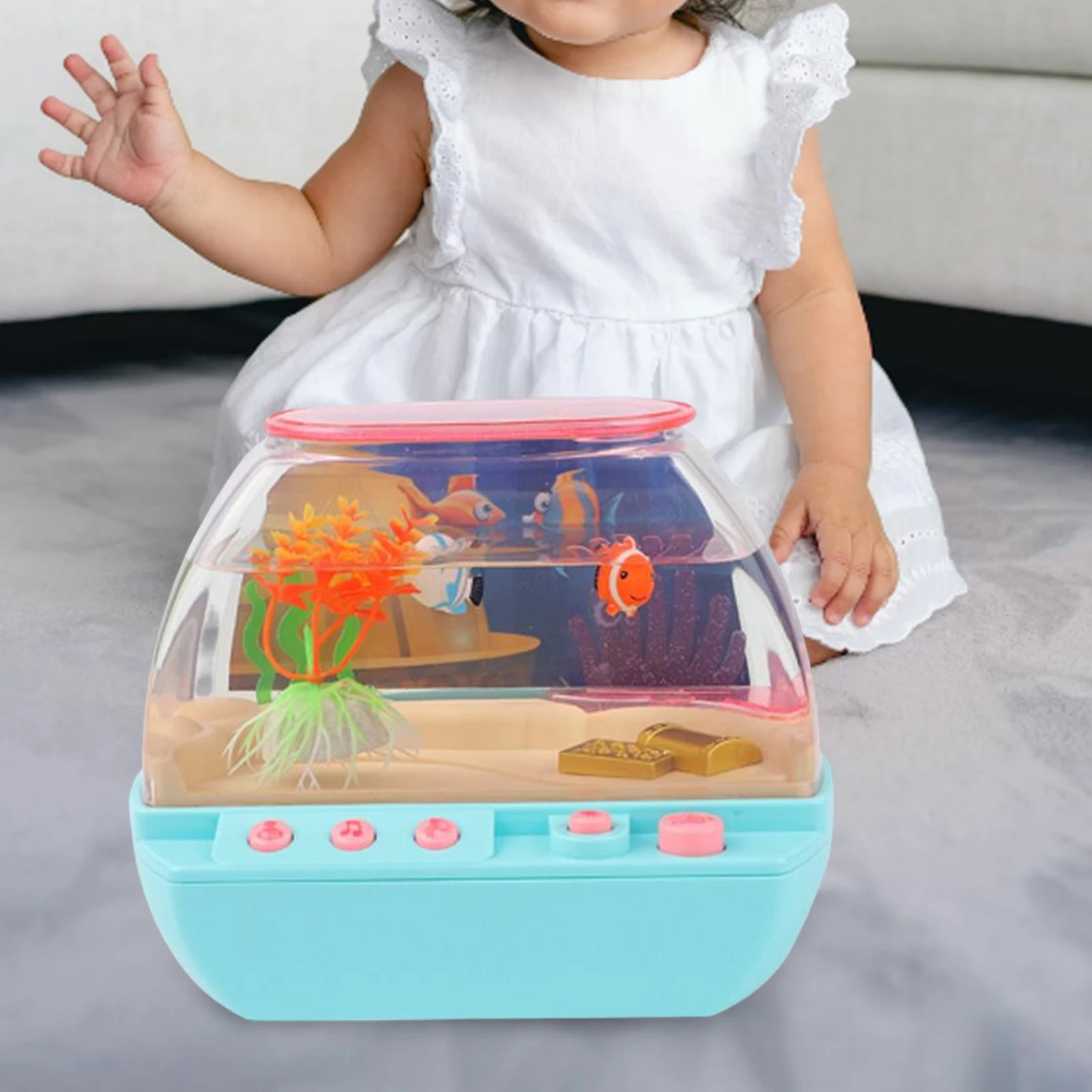 Toy Aquarium Electrified with Light with Music Mini with Moving Fish