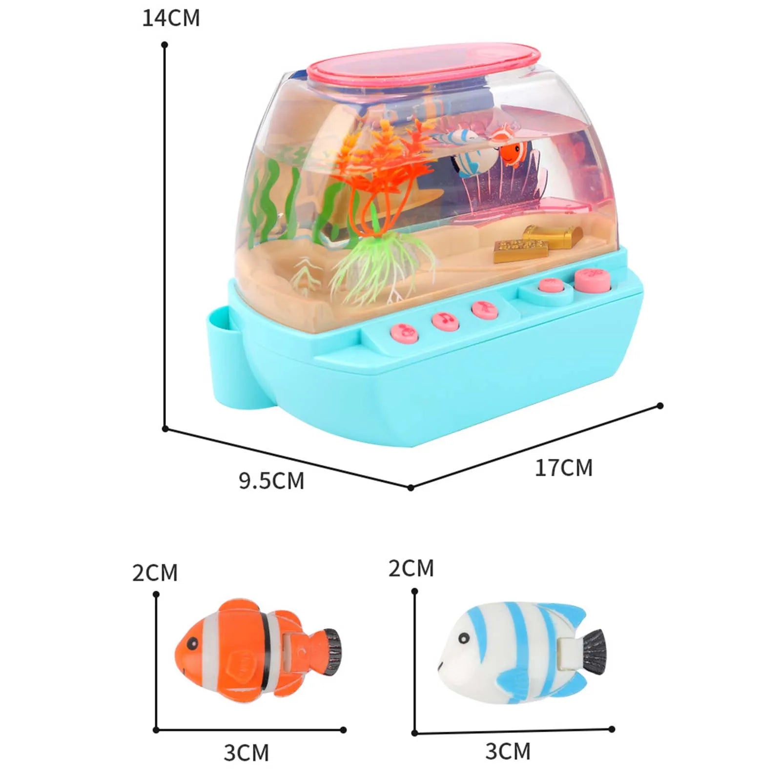 Toy Aquarium Electrified with Light with Music Mini with Moving Fish