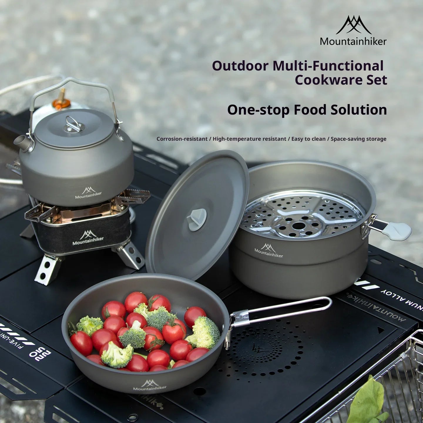 Camping Cooking Kit for 3-4 People | Includes pot, frying pan and kettle | Lightweight and portable, ideal for camping.
