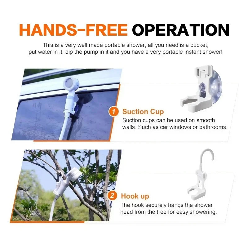 Rechargeable Portable Outdoor Shower Handheld Compact Water Sprayer for Car Wash Flower Watering and Bathing Camping Hiking