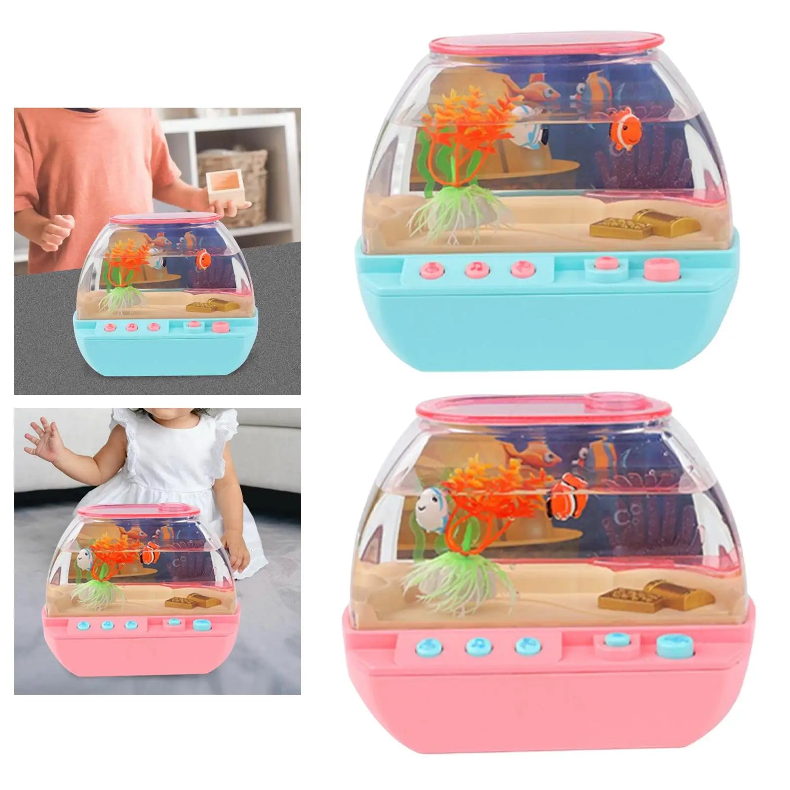 Toy Aquarium Electrified with Light with Music Mini with Moving Fish