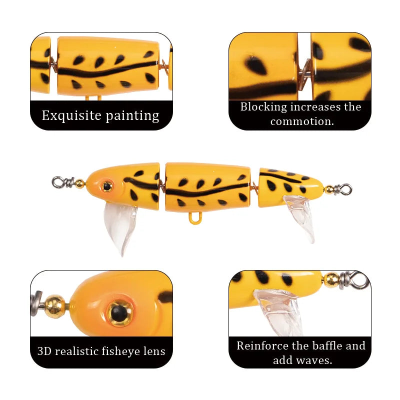 Top Water 3-Section Fishing Lures Sea Bass Crankbaits Minnow Whopper Freshwater Saltwater Floating Lure for Catfish Pike Teaser