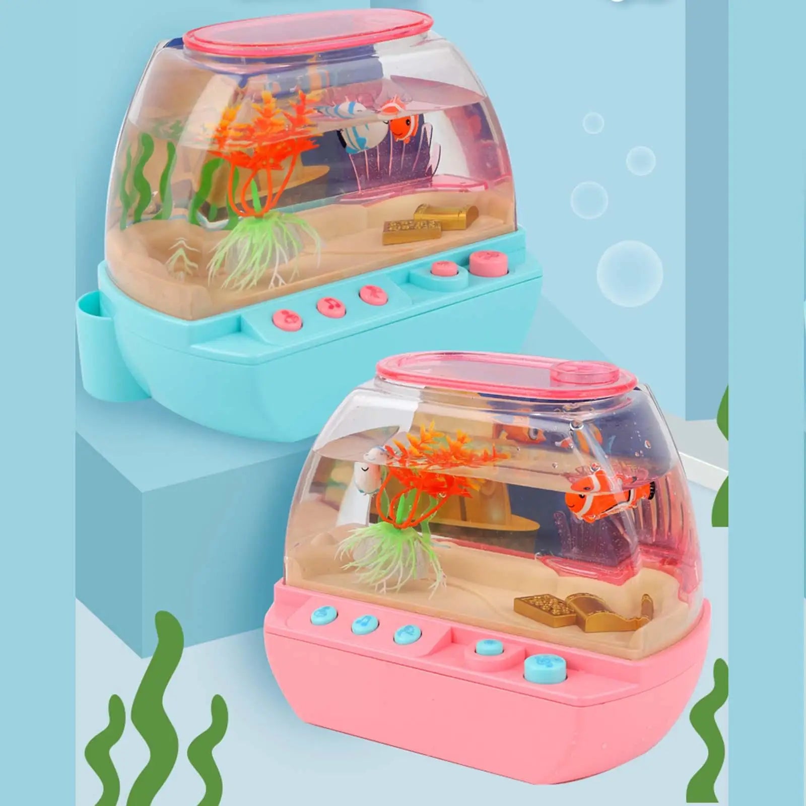 Toy Aquarium Electrified with Light with Music Mini with Moving Fish